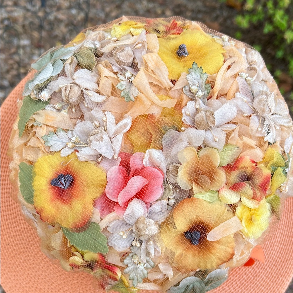 Vintage Floral Hat with Ribbon - Picture 5 of 11